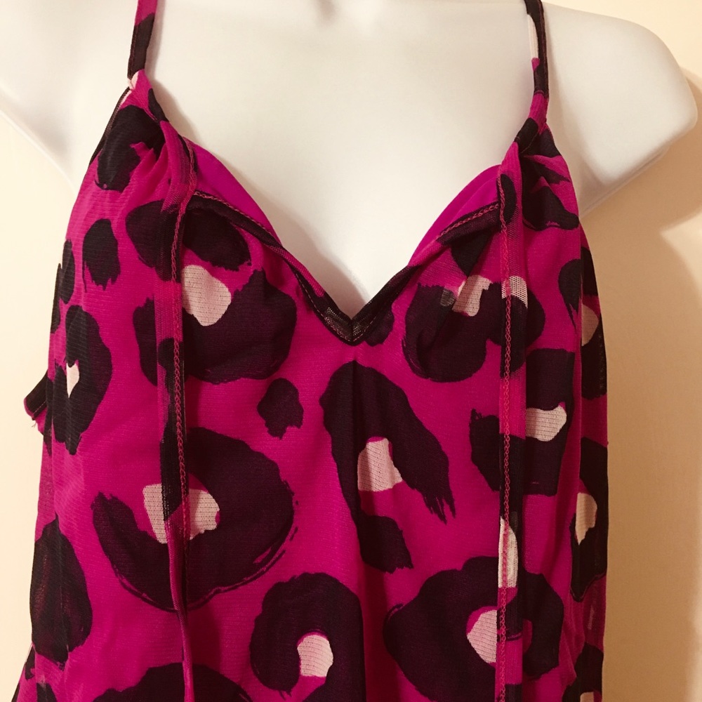 INC leopard print camisole style spaghetti string 100% nylon lined top.